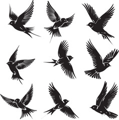 set of birds flying