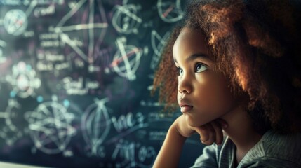 Girl Pondering Math Problems