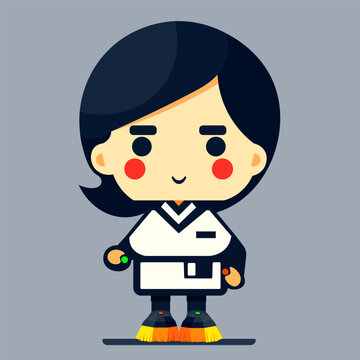 girl rocket with brushesboots. isolated flat