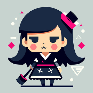 housekeeper girl person. isolated flat