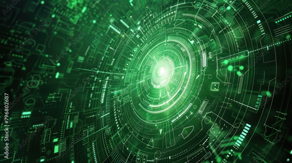 Poster background on technological and scientific topics. various techno details with using digital code ai
