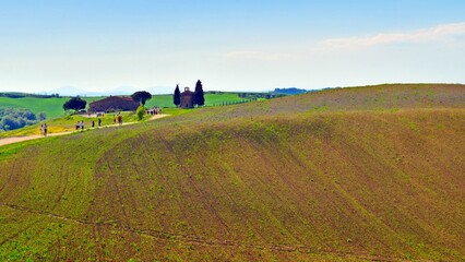 Obraz premium panorama of the Tuscan countryside in the Val d'Orcia in the province of Siena, Italy