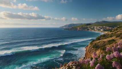 Fototapeta premium Beautiful flowers on the sunny coast