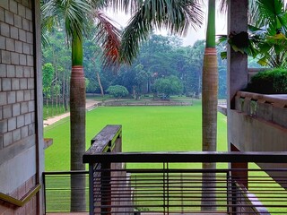 Modern veranda with outdoor garden yard 