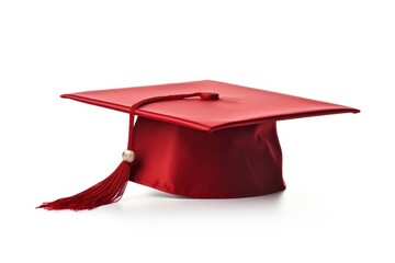 Obraz premium Graduation cap maroon white background intelligence.