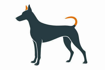 black dog silhouette vector illustration on white background