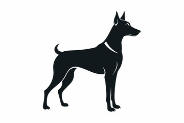 black dog silhouette vector illustration on white background