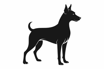 black dog silhouette vector illustration on white background