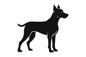 black dog silhouette vector illustration on white background