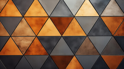 geometric pattern consisting of triangles in shades of orange, brown, and black.