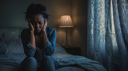 Naklejka premium Woman Seated in Somber Reflection