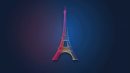 Eiffel tower logo for Olympic games in Paris, with copy space for design poster or banner