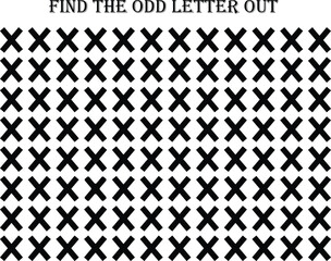 Pick the odd letter out of X (different image) in black font with white background