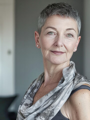 Portr&auml;t einer reifen Frau zwischen 60 und 70 Jahre alt. KI generiert.