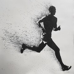 Explore the art of running with focus and determination in this conceptual piece inspired by pointillism.
