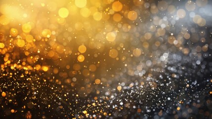 Glistening Bokeh silver and gold Lights Over Smooth Surface - Abstract Horizontal Background