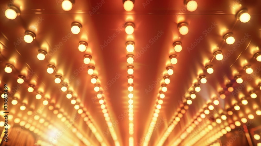 Sticker Atmospheric background with warm glowing stage lights in a symmetrical pattern