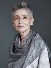 Portr&auml;t einer reifen Frau zwischen 60 und 70 Jahre alt. KI generiert.