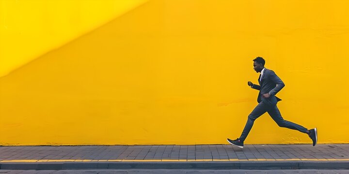 Energetic Politician Running in Charitable Marathon on Urban Wall