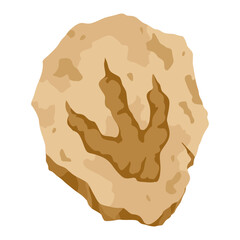 Archeology fossil stone with print of Jurassic dinosaur bones. Archeology reptile footprint, bone. Cartoon vector illustration