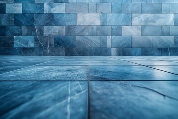 Reflective blue tiles with geometric patterns - 796817608