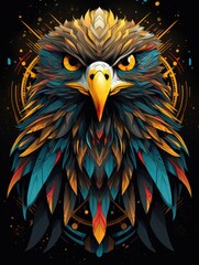 Obraz premium a vector stylized eagle with geometric patterns and bold lines, tribal art, AI Generative