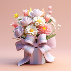 generated illustration beautiful delicate pastel flower bouquet