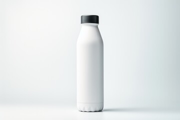 an image sleek and minimalist drink bottle, meticulously styled and photographed against a clean white backdrop, AI Generative