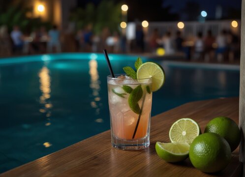 mahito cocktail on the background of the party