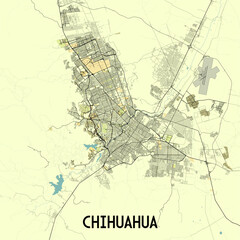 Chihuahua Mexico map poster art