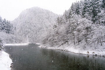 Przełom, Dunajec, zima ,góry ,Pieniny