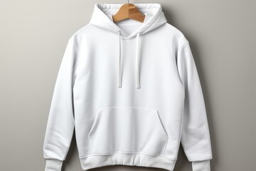 a blank white hoodie, meticulously captured in fine detail, showcasing its versatility and modern appeal, AI Generative