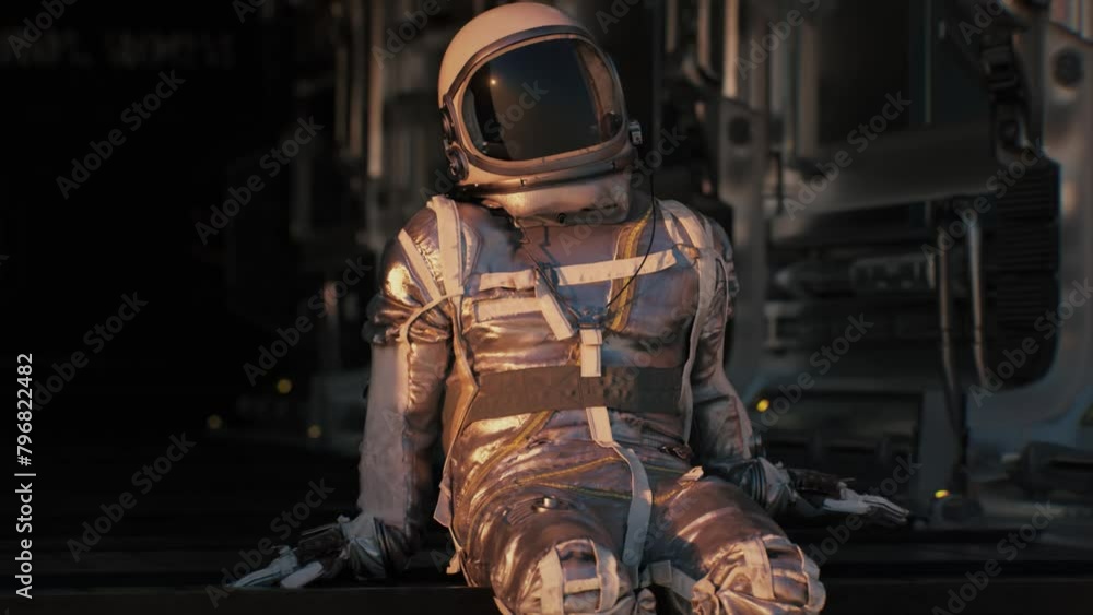 Poster an astronaut sits in the open hatch of a spacecraft overlooking mars