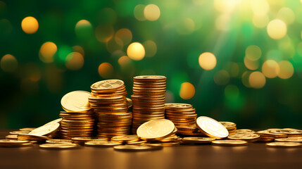 Stack of gold coins, concept of financial growth or business success
