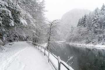 Przełom, Dunajec, zima ,góry ,Pieniny