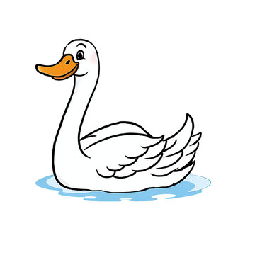 recommend clip art: Swan Hand Drawn Cartoon Style Illustration