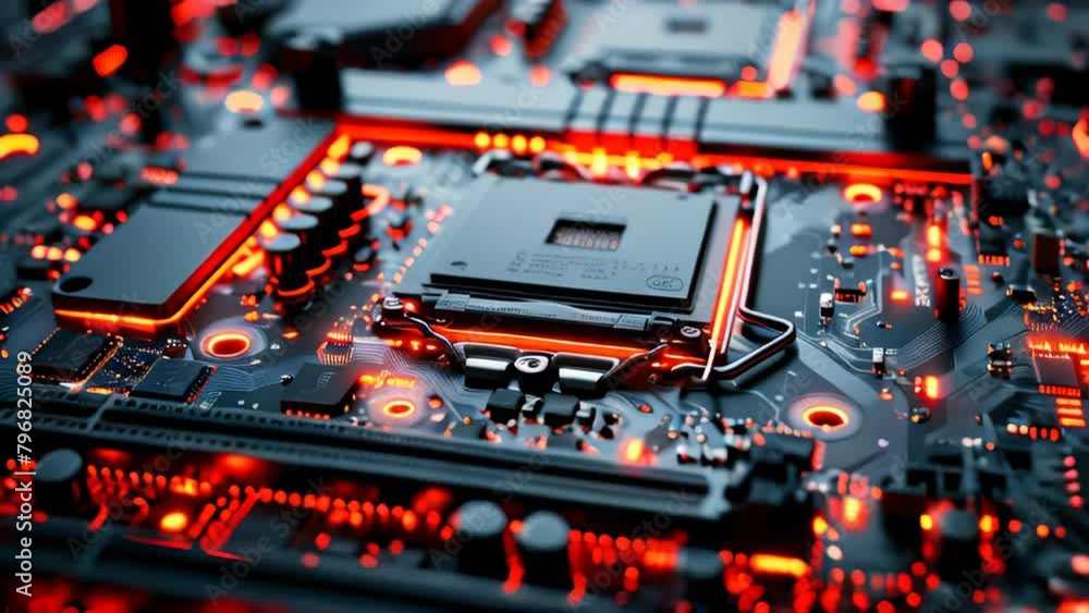 Poster a generic abstract high tech computer hardware closeup