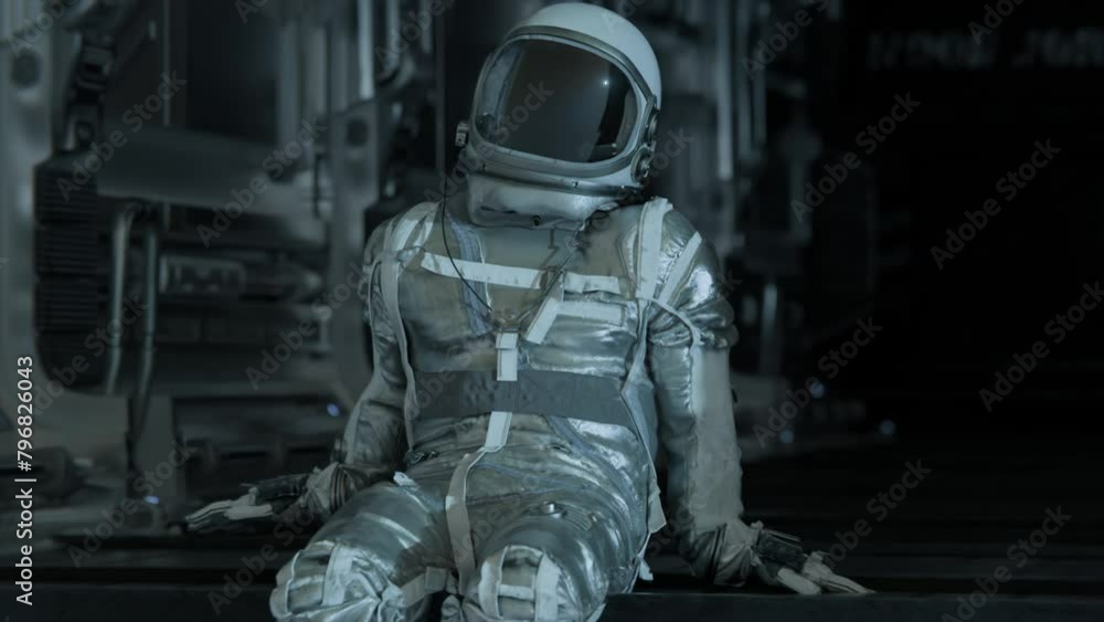 Aufkleber 3d animation of an astronaut waving hello from the spacecraft above the moon surface