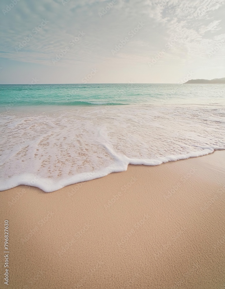 Wall mural beautiful sandy beach and soft blue ocean wave