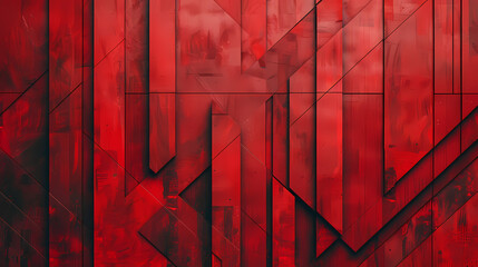 Craft an image of crimson geometry with an abstract background adorned by striking red geometric stripes