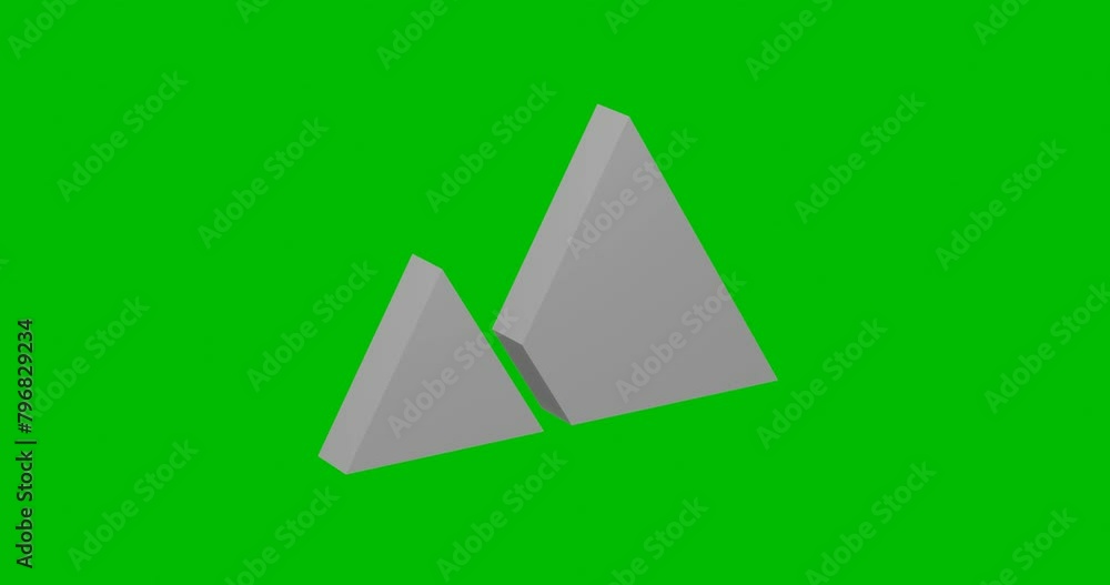 Poster animation of rotation of a white mountains symbol with shadow. simple and complex rotation. seamless