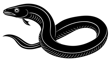 Eel silhouette vector illustration isolated on a white background 
