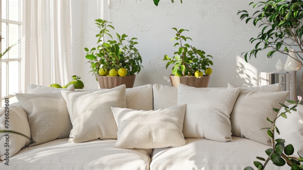 Poster a set of decorative throw pillows featuring a simple yet elegant design of parallel orchard rows add