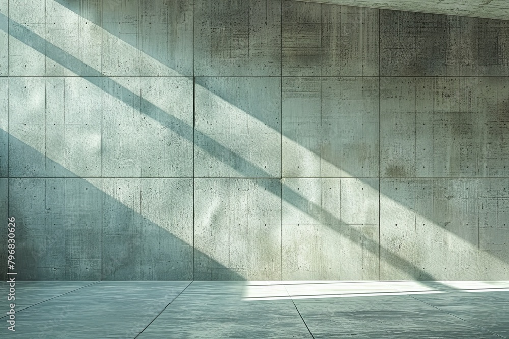 Poster the play of light and shadow creates an artistic pattern on the smooth concrete surface, invoking a 