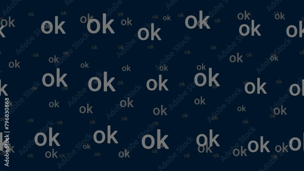 Poster ok symbols float horizontally from left to right. parallax fly effect. floating symbols are located 