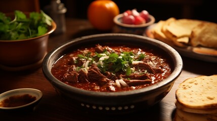 Birria in a rich, flavorful soup. Mexican Food.