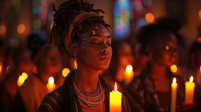 A candlelight vigil with people from various cultures, praying for peace and solidarity on Humanitarian Day