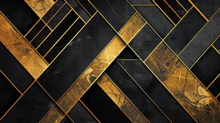 Luxurious black and gold textured background with diagonal lines and scratches, giving an impression of an elegant and timeless design.