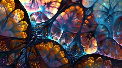 Abstract fractal kaleidoscopic visions, with shifting shapes and colors