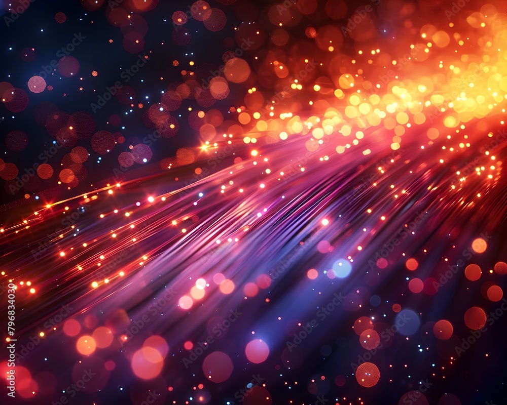 Aufkleber hyper fast pulsating fiber optic lights depicting data transmission at intense speeds in an abstract